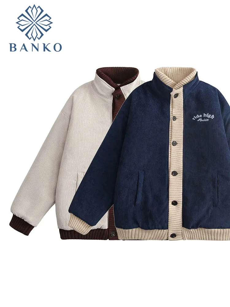 

New College Style Corduroy Embroidery Baseball Uniform For Men and Women Couples American Retro Street Trend Loose Jacket Unisex