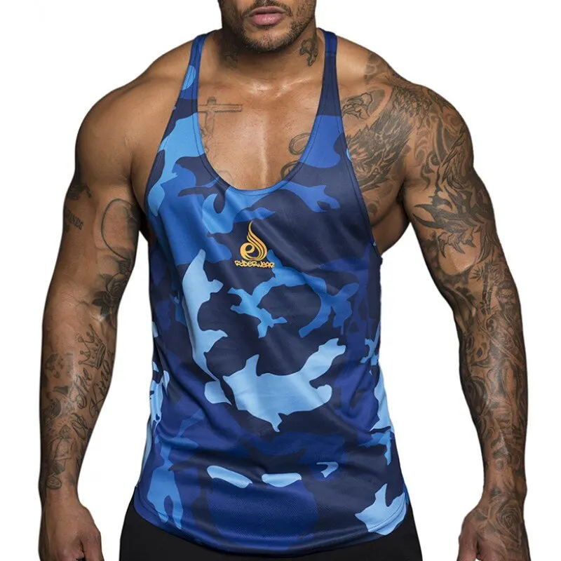 

Tank Top Men's Fashion Summer Sleeveless T-shirt GYM Workout Tank Tops Sports Training Camouflage Vest