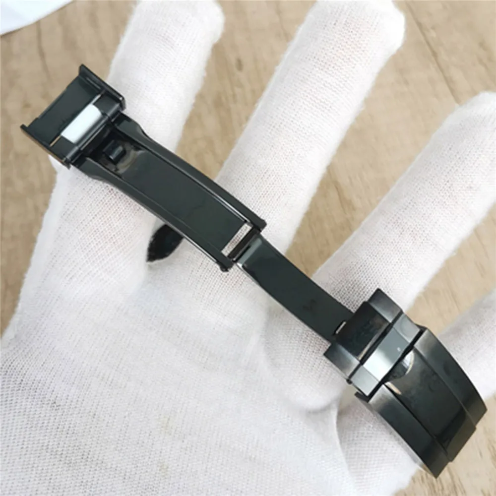36mm Black Case Rubber Strap Set Watch Accessories, Magnifying Glass/Flat Sapphire Mirror Watch Case for NH35 NH36 4R Movement
