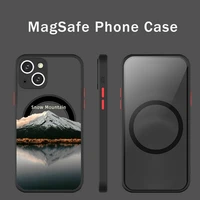 moonlight snow mountai phone case for iphone 13 12 mini pro max matte transparent super magnetic magsafe cover