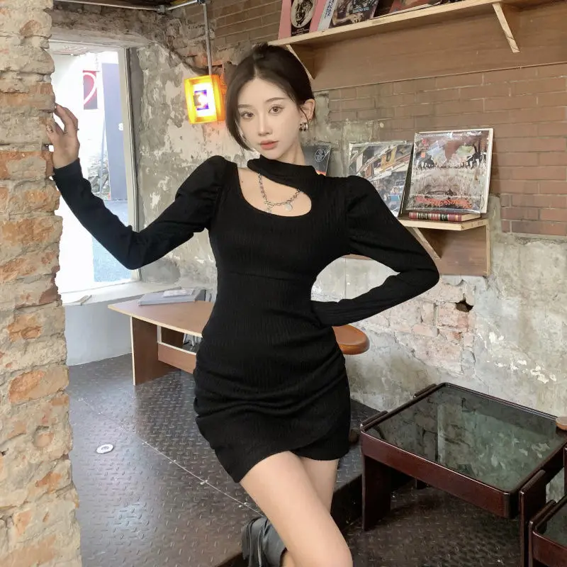 

Woman Long Sleeve Skinny Midi Dress Autumn Female Fashion Party Club Clothings Dress Ladies Solid Oversize Sweater Dresses G185