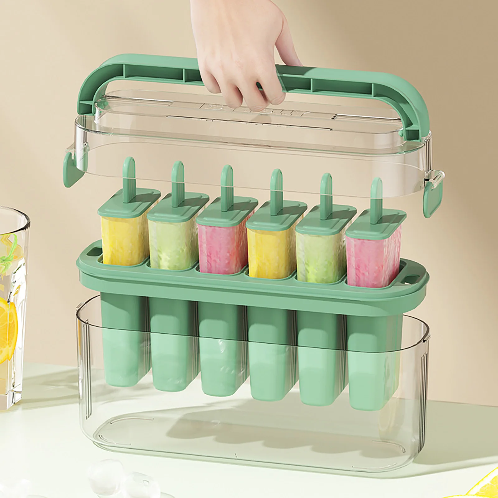 

2023 The New Popsicle Mold Set 6 Holes Homemade Silicone Ice Cream Mold Easy Release Ice Cream Mold Reusable Kitchen Accessories