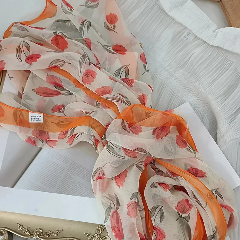 Женская летняя шифоновая повязка на голову с изображением магнолии