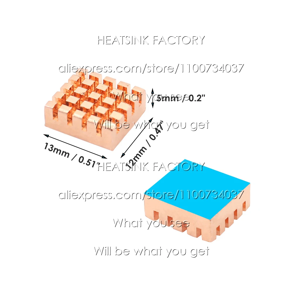 Медный радиатор 13x12x5 мм мини-радиатор с тепловой лентой для ПК процессор Raspberry Pi