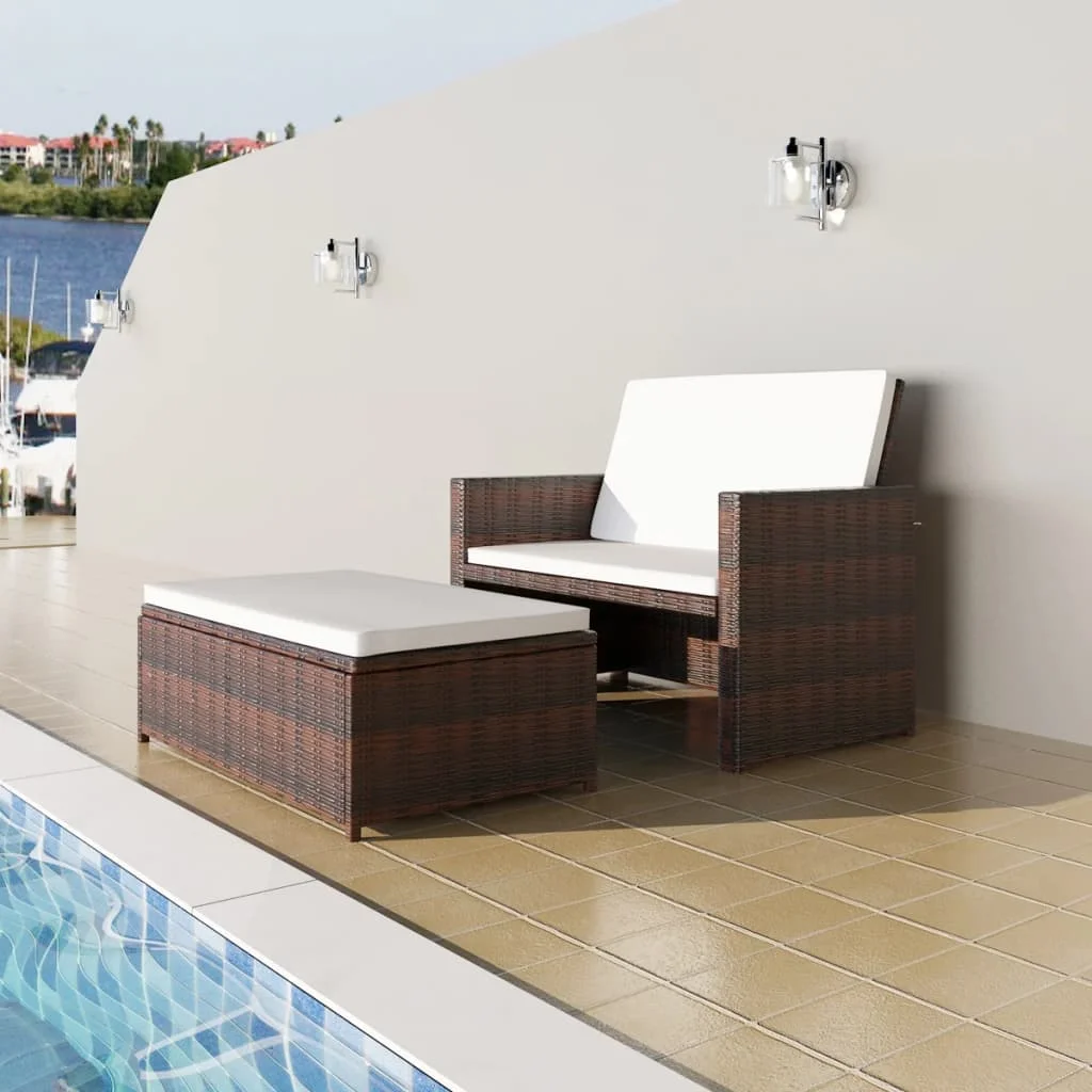 

Outdoor Patio Garden Day Bed Sofa Furniture Seating Poly Rattan Brown