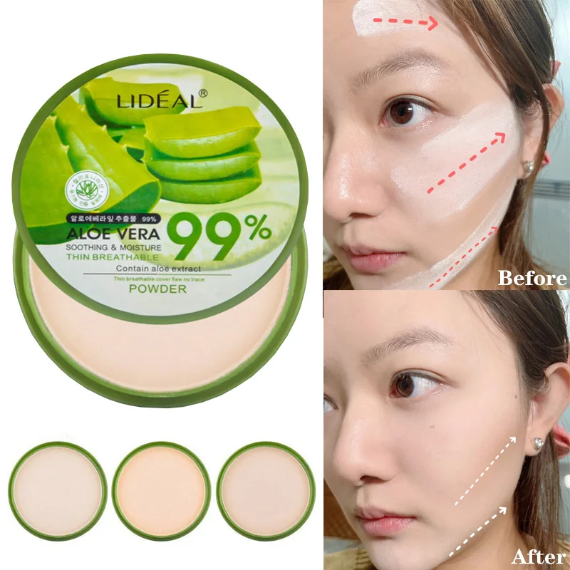 

1pc Aloe Vera Moisturizing Pressed Powder Smooth Foundation Oil-control Concealer Face Contour Powder Palette Makeup Cosmetic