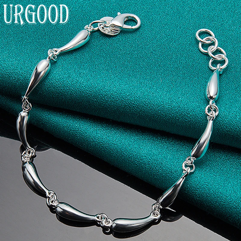 

925 Sterling Silver Water Drop Chain Bracelet For Women Men Party Engagement Wedding Fashion Jewelry