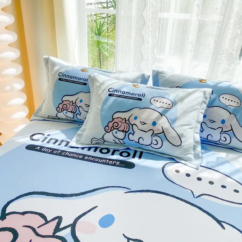 

Cartoon Style Sanrio Hellokitty Cinnamoroll New Kawaii Pillowcase Children's Washed Cotton Cute Household Pillowcase Set