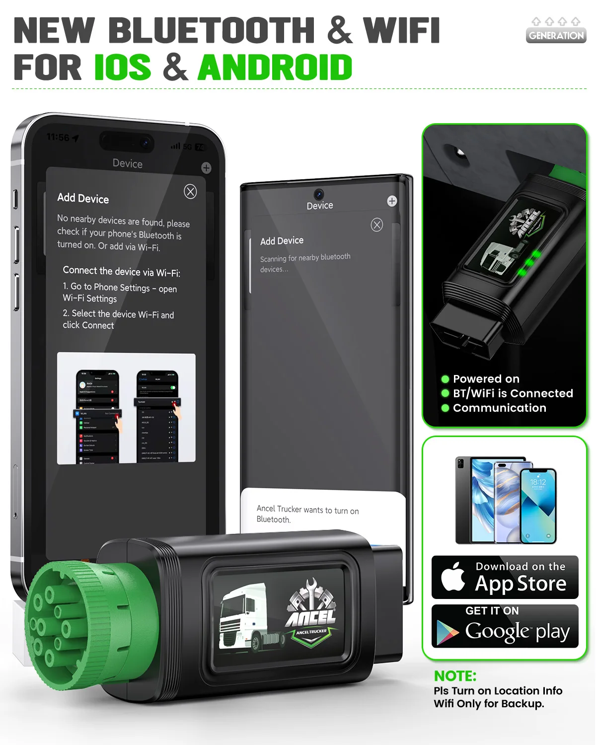 ANCEL HD120 Bluetooth сверхмощный сканер для грузовиков все системы D.P.F диагностический