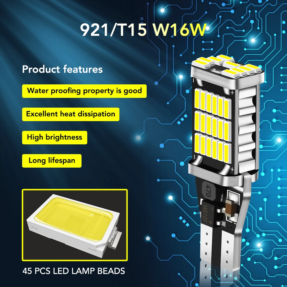 

2Pcs T15 W16W T16 LED Canbus Bulbs No Error Car Reverse Backup Light For Kia Rio 2 3 K2 K3 Armrest Optima Ceed Sorento Cerato