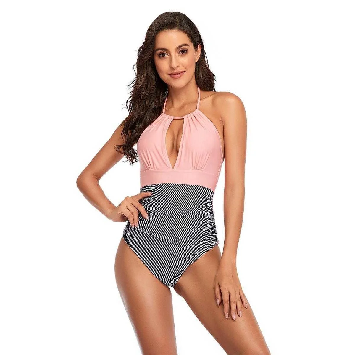

One Piece Swimsuit Striped Sexy Swimwear Gradient Wholesale