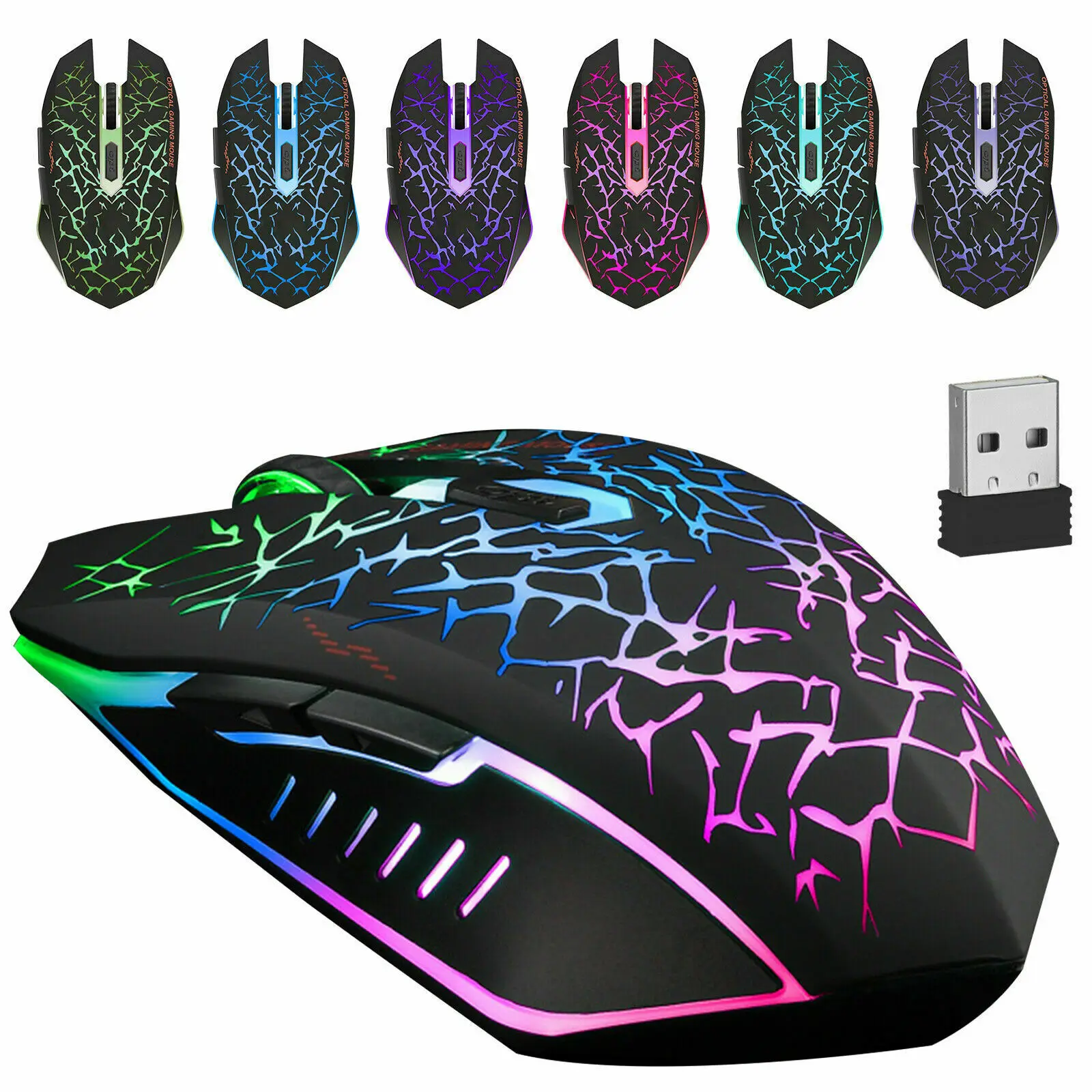 

Wireless Gaming Mouse Optical USB Rechargeable Mice For PC Laptop Silent Backlit