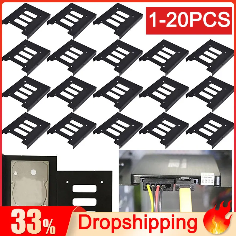 

1-20pcs 2.5 Inch SSD HDD to 3.5 Inch Metal Mounting Adapter Bracket Dock Hard Drive Holder for PC Hard Drive Enclosure