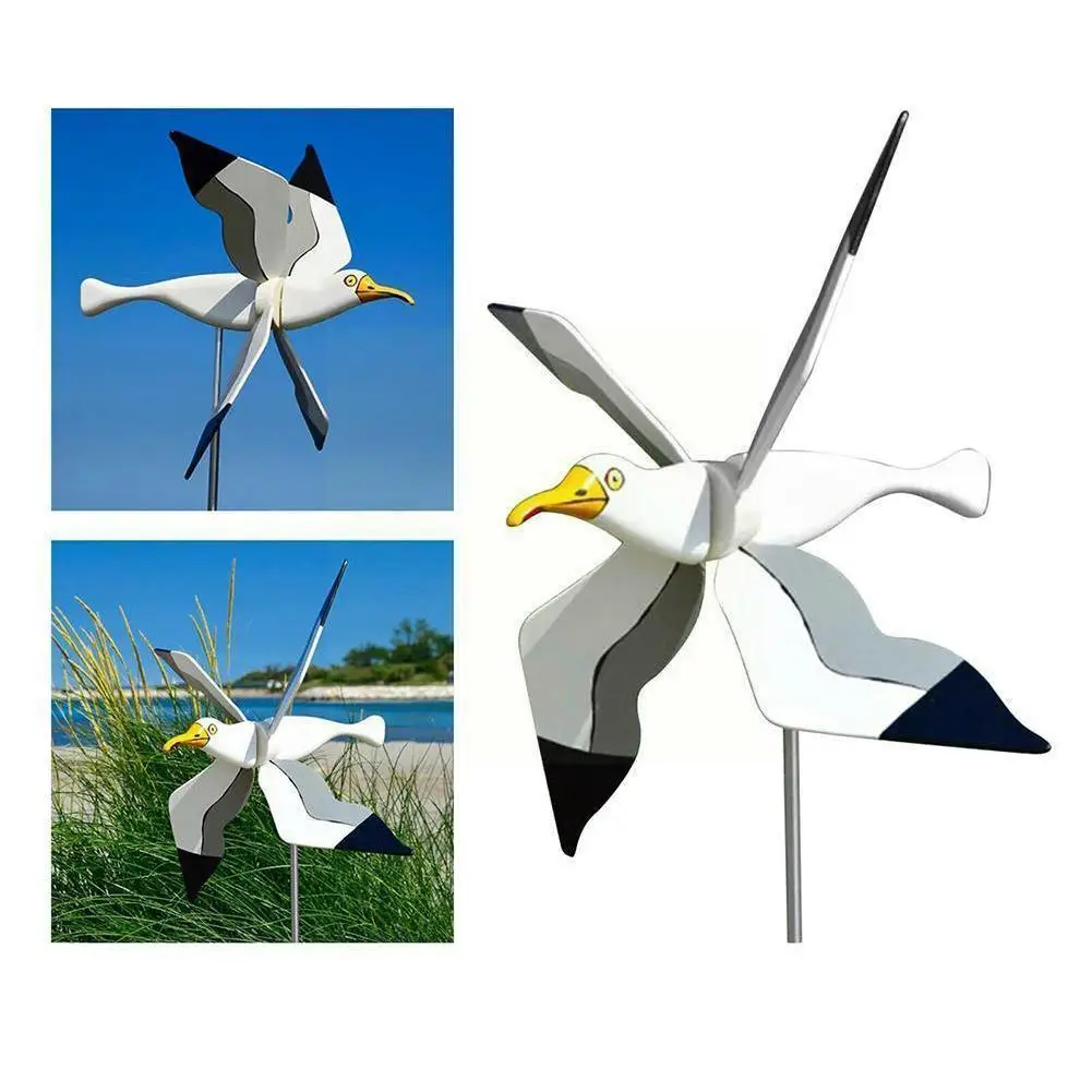 

2021 New Seagull Windmill Garden Outdoor Bird Holiday Courtyard Decor Spinners Decorative Wind Accessories Personalized Gif M6y2
