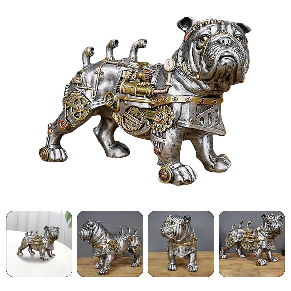 

1Pc Unique Mechanical Dog Figurines Creative Desktop Decors Resin Punk Figurines