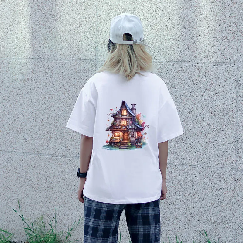 Мультяшный волшебный замок для девочек термопереносная наклейка одежды