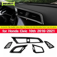 lhd for honda civic 10th 2016 2021 accessories carbon car center left right air conditioner outlet ac vent decor sticker cover