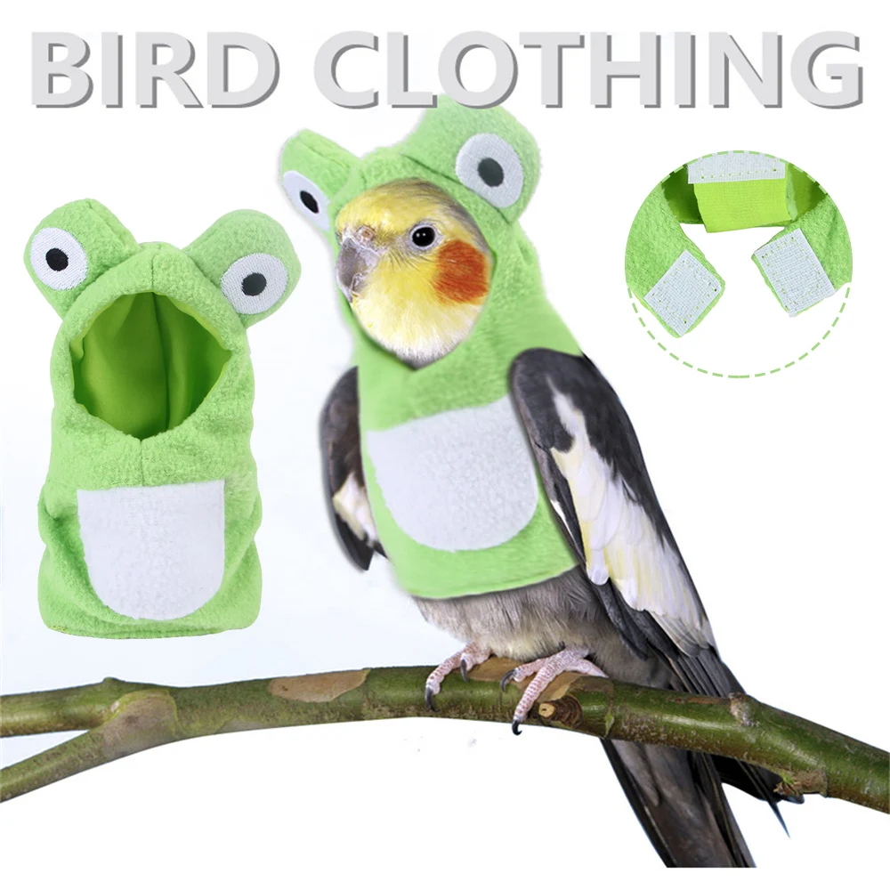 

Cute Bird Styling Clothes Creative Frog-Shape Parrot Dress Up Headgear Birds Apparel Soft Head Cover Birds Cap Pet Supplies TS2
