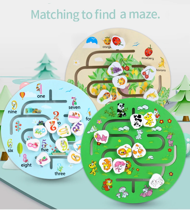 

Детская игрушка Монтессори, деревянный лабиринтный пазл, Ранние развивающие игрушки, лабиринт с животными, Развивающие головоломки для обучения, подарки