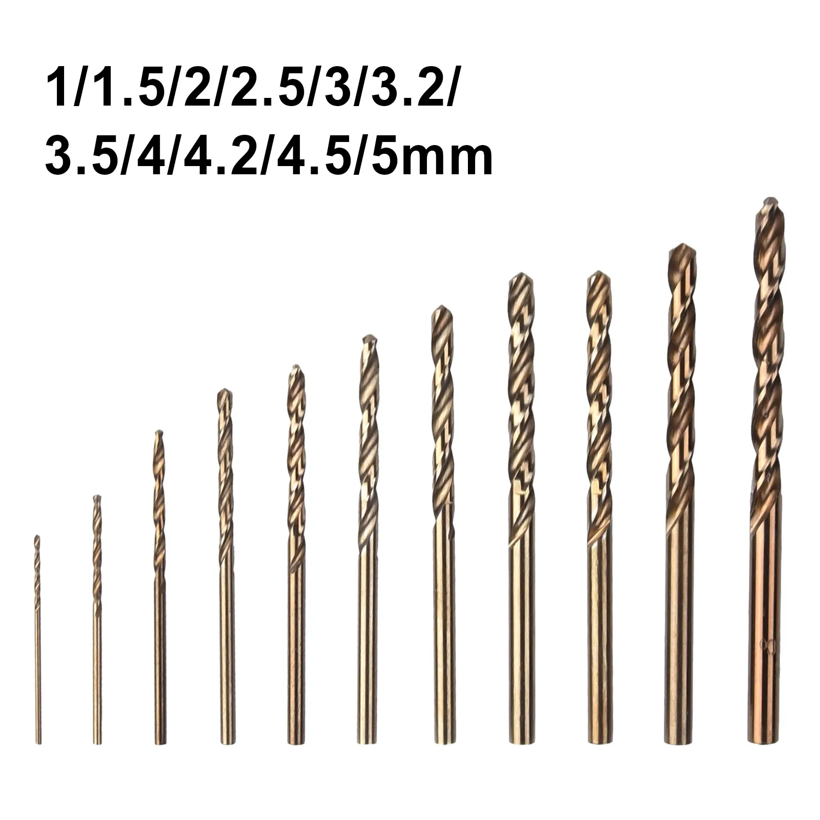 

HSS M35 Cobalt Round Shank Drill Bit Set for Stainless Steel Drilling 11 Pieces with 135 Degree Split Point Tip
