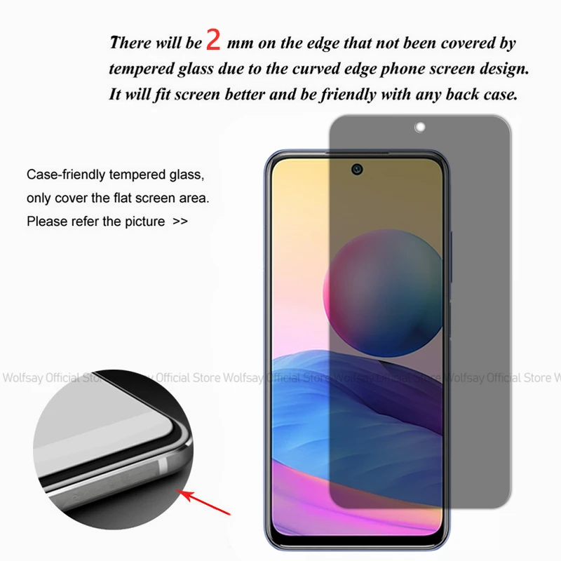Защитная пленка для экрана Xiaomi Redmi Note 10 5G 2/4 шт. противошпионское закаленное