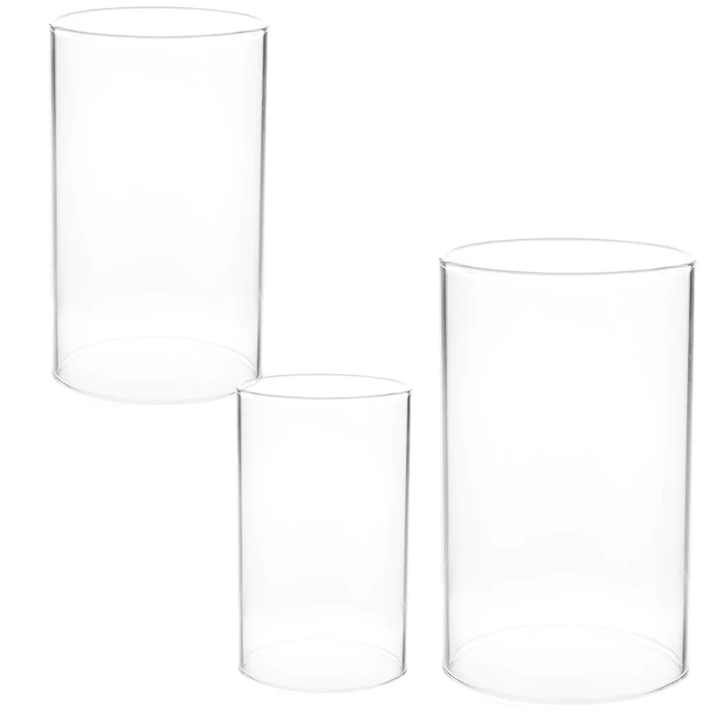 

3pcs Multi-use Reusable Clear Premium Glass Cylinder Holder Glass Pillar Holder Chimney Cover for Home