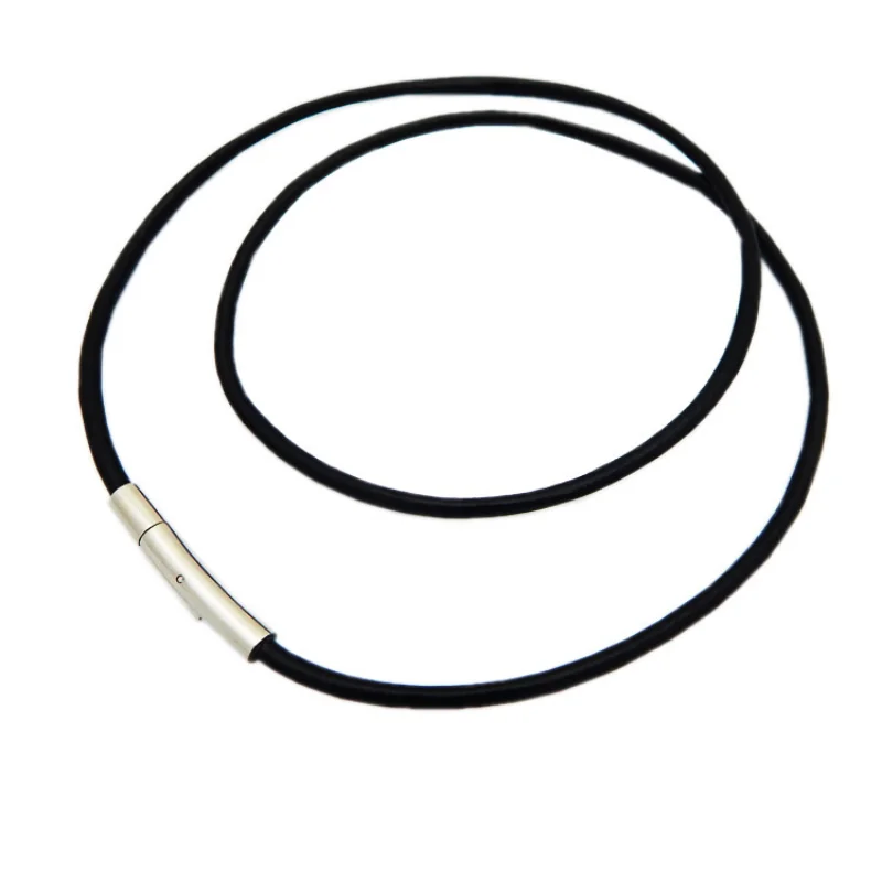 2MM/3MM/4MM/5MM Schwarz Farbe Leder Halsketten Für Frauen Männer seil Kette Edelstahl Magnetische Verschluss Schmuck – Detail 2