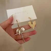 925 silver needle asymmetric pearl diamond earrings korean temperament earrings simple earrings female retro earrings wholesale