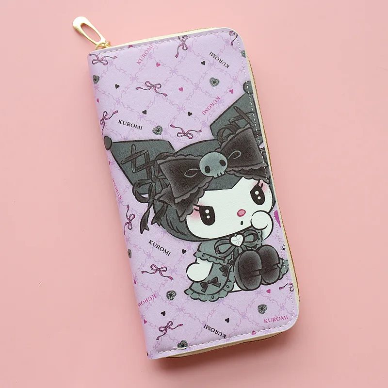 Длинный Кошелек Sanrio Kuromi Для Студентов Свежий Большой Вместительный Мобильного