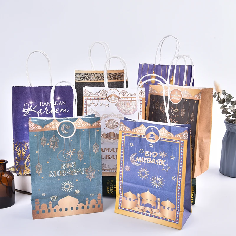 

6pcs/set Eid Mubarak Paper Candy Box Favor Gift Bags Ramadan Favo R Bag For Festival Happy Al-Fitr Party Supply Gift