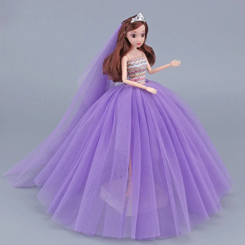 

New 30 Cm Bjd Doll 12 Joints Make Up Dress-Up Mesh Colored Fashion Wedding Dress Fluffy Skirt Girl Play House Toy Set