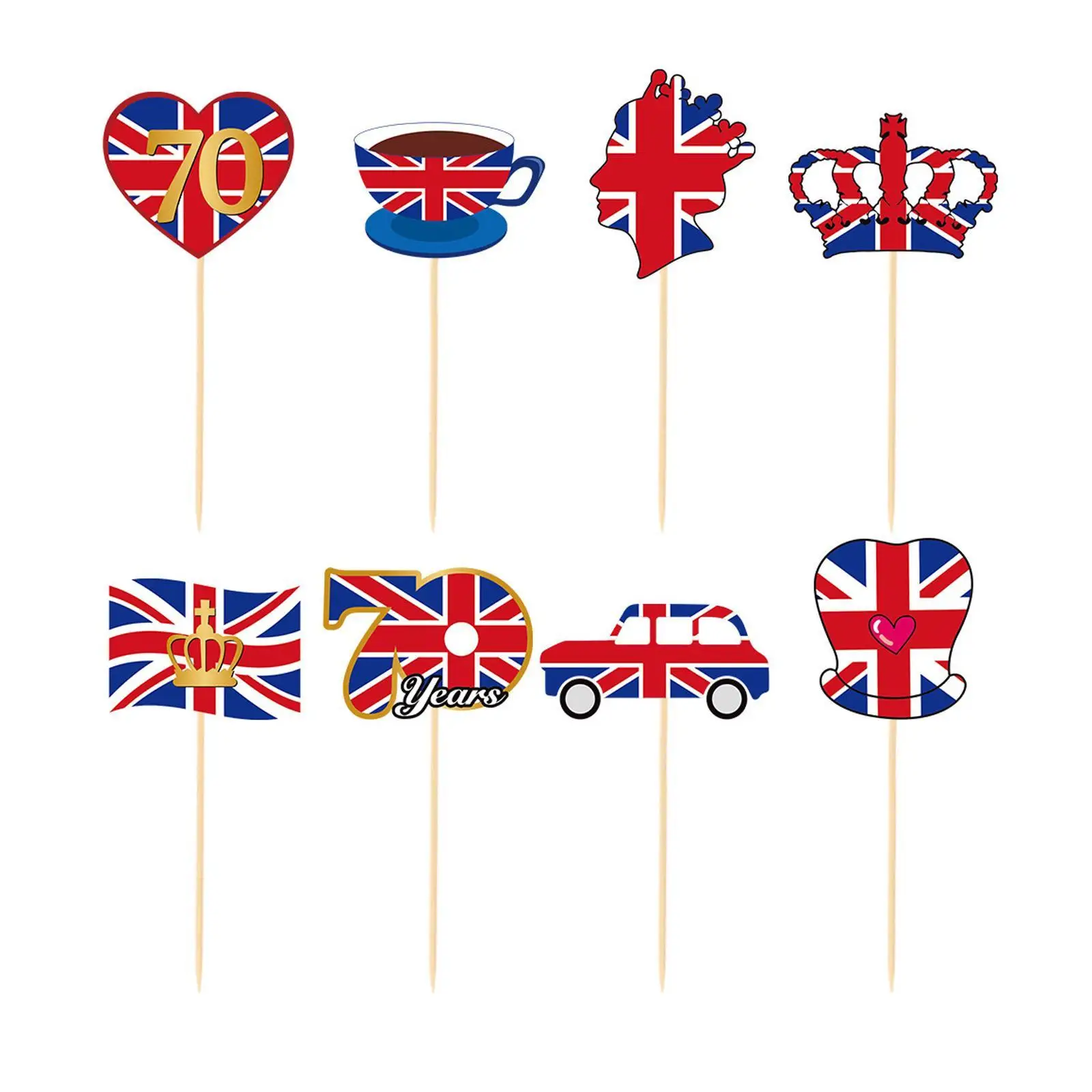 

8pcs Union Jack Bunting Flag Small Cake Card Slot