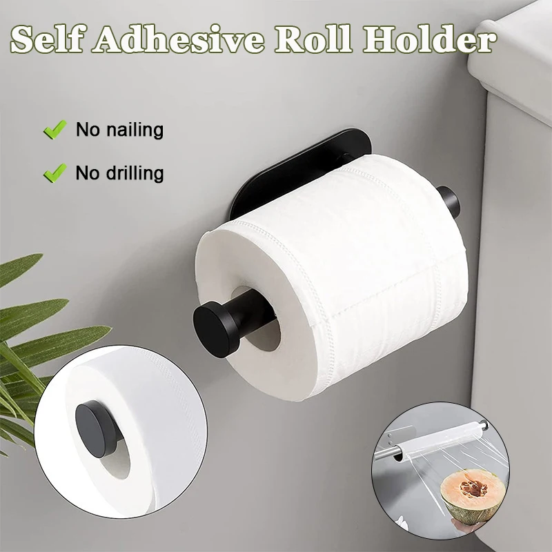 

Toilet Roll Paper Holder Self Adhesive Tissue Hanger Stainless Steel Tissue Hanger No Punching Towel Rack Bathroom Accessories