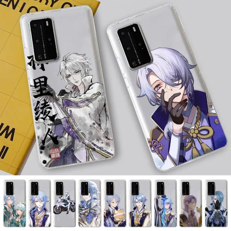 

FHNBLJ Genshin Impact Kamisato Ayato Phone Case for Samsung S20 ULTRA S30 for Redmi 8 for Xiaomi Note10 for Huawei Y6 Y5 cover
