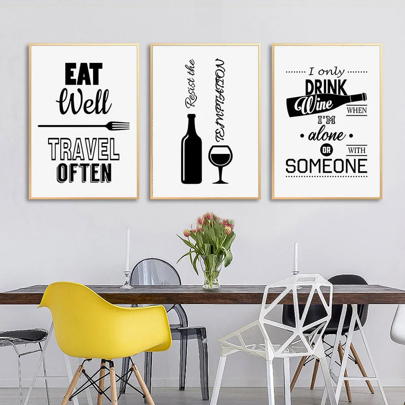 

Modern Black Dietetic Quotes Canvas Art Painting Prints Wall Decorative Posters for Restaurant Kitchen Bar Home Decor Pictures