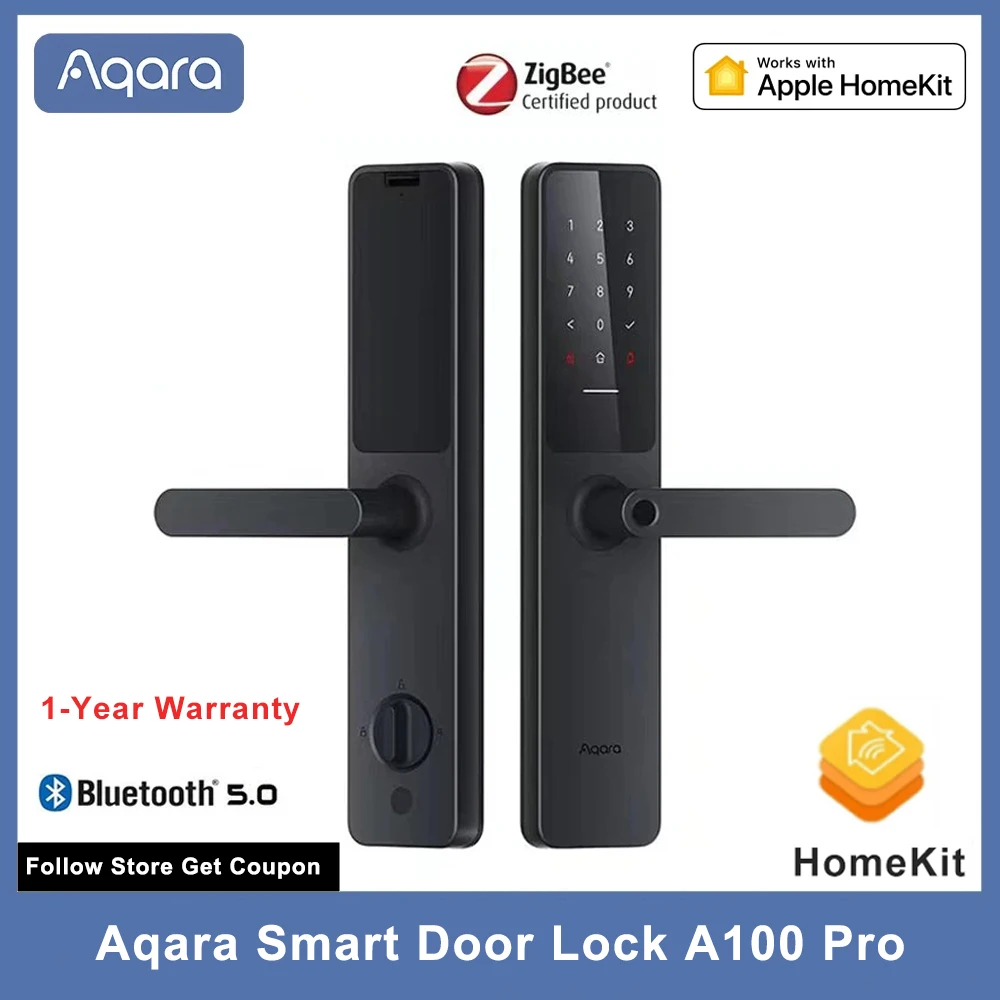 Aqara Smart Door Lock A100 Pro Zigbee Bluetooth 5.0 Apple Homekey Unlock Fingerprint Unlock Work with Apple HomeKit Smart Home