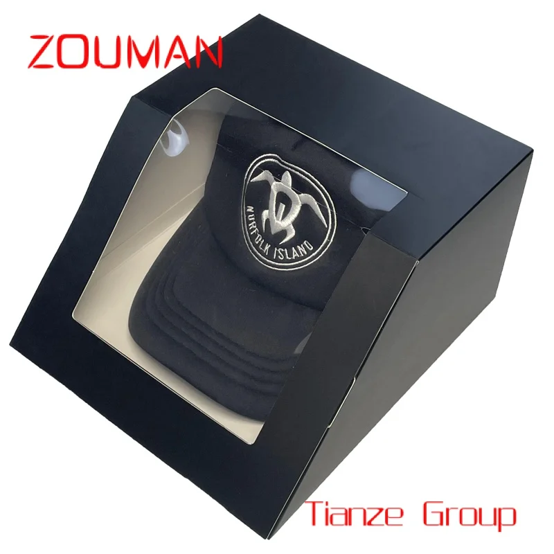 Черные коробки для бейсболок с гофрированным покрытием