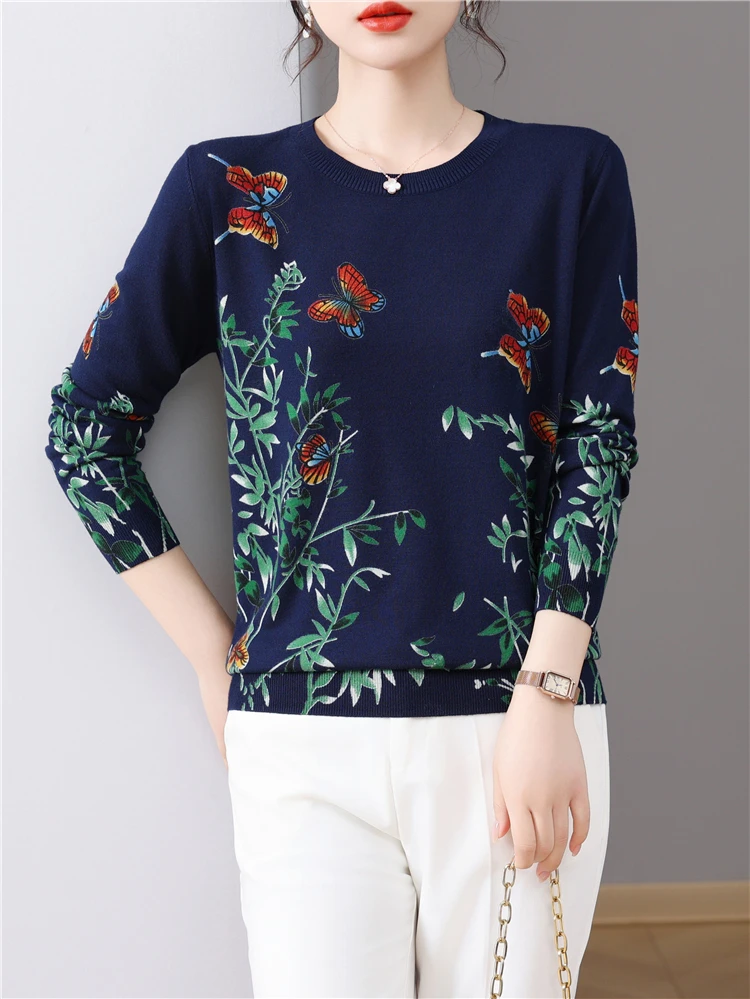 

Женские свитера с принтом, модные пуловеры в Корейском стиле на весну и осень, Топ с длинным рукавом, блузы, женская трикотажная одежда, свитер