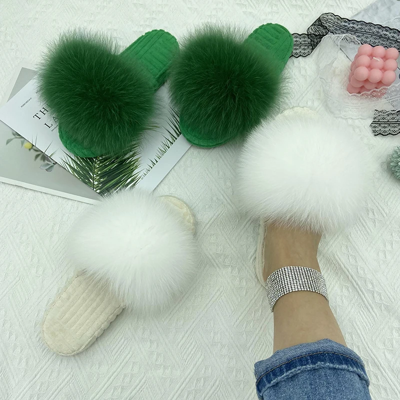 

Slides Women's Summer Real Fur Brand Slippers Luxury Flannel Flats Shoes For Women Indoor Furry Flip Flops 2022 Women Sandals