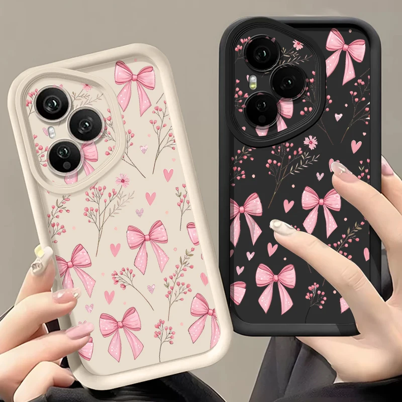 Фото Мягкий чехол из ТПУ для телефона Honor 400 Pro 200 Pro X8c X9c Smart X6b X6c X6a Magic7 Lite с розовым бантом и силиконовым защитным чехлом №2