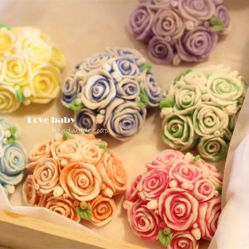 Формы для свечей в виде букета роз розы цветы силиконовая форма мыла пищевая