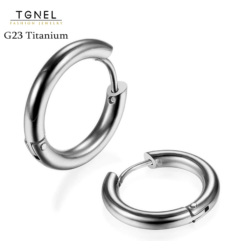 

G23 Titanium Hoop Earrings Post Lightweight Dangle for Women Men Cartilage Piercing Hypoallergenic Body Jewellery 8-12mm