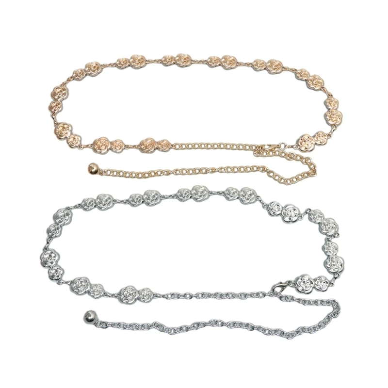 

Женский пояс из сплава, регулируемый пояс для похудения, металлический женский пояс, рубашка, пояс с резной розовой пряжкой