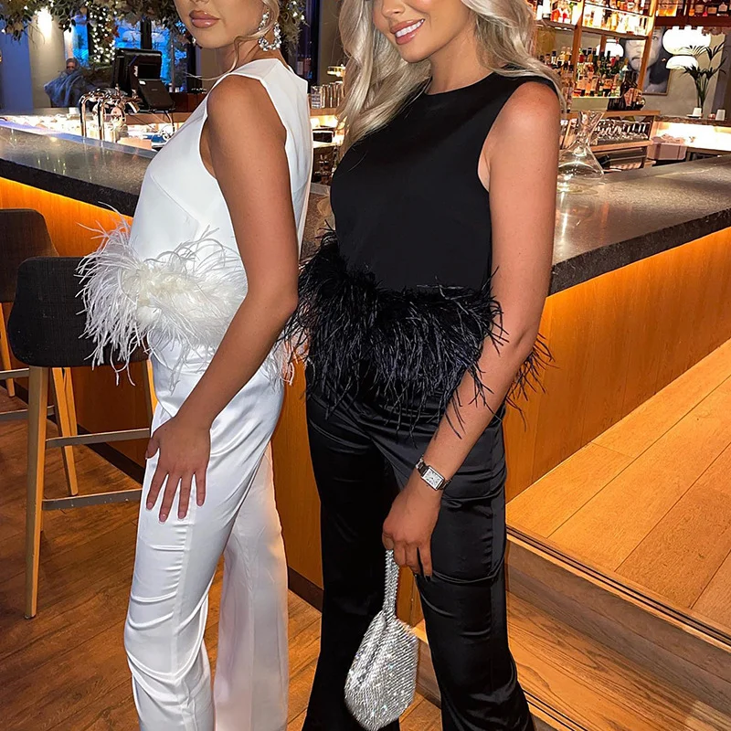 2022 Летняя мода жилет для вечеринки женские топы облегающая пушистая блузка без