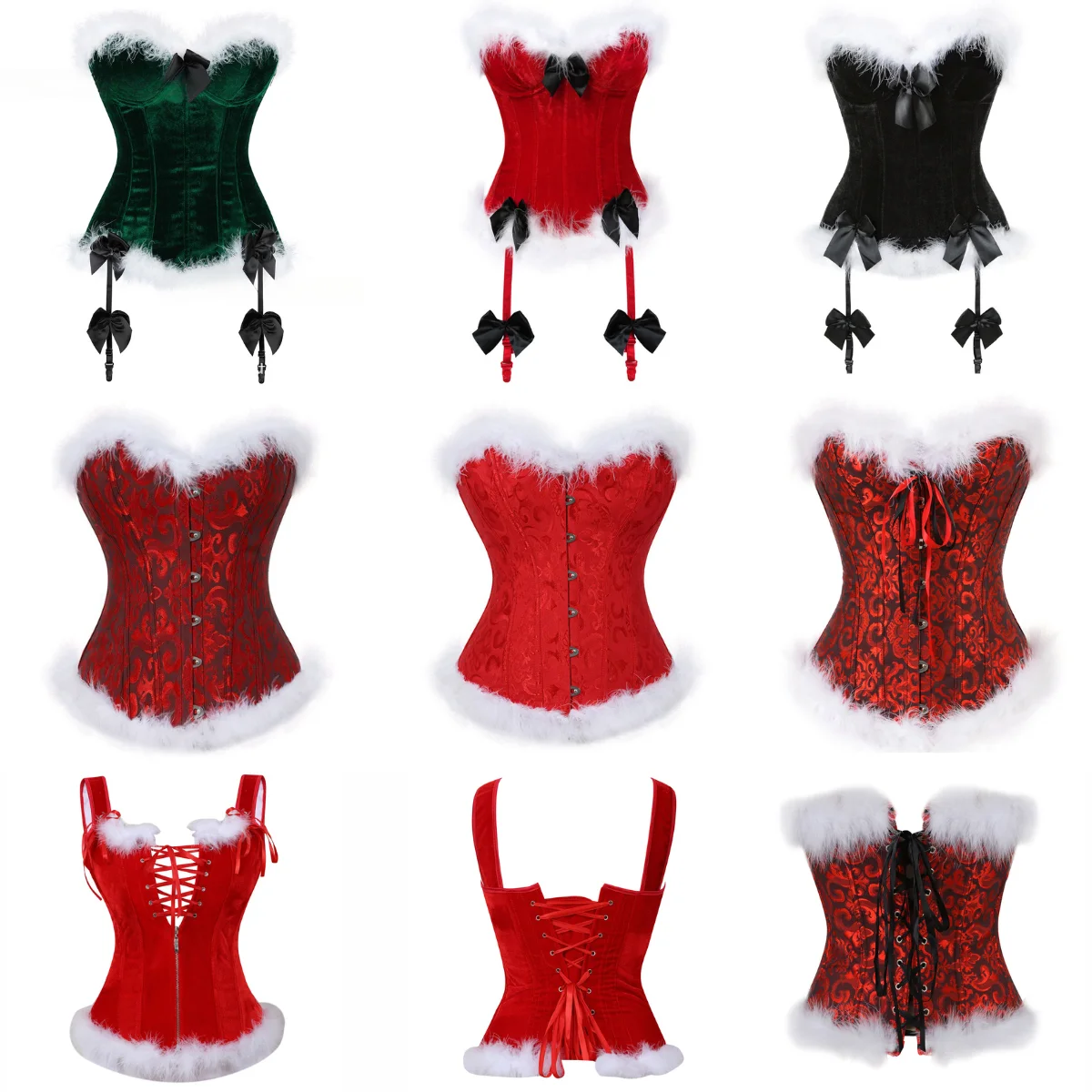 Рождественское нижнее белье корсет топы праздничные наряды для женщин красный