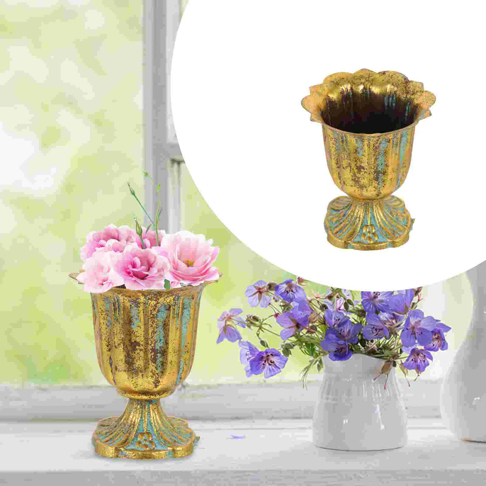 

Planter Flower Urn Planters Pot Outdoor Potsmetalvase Flowerpot Bucket Gardenfront Porch Galvanized Small Decorative Container