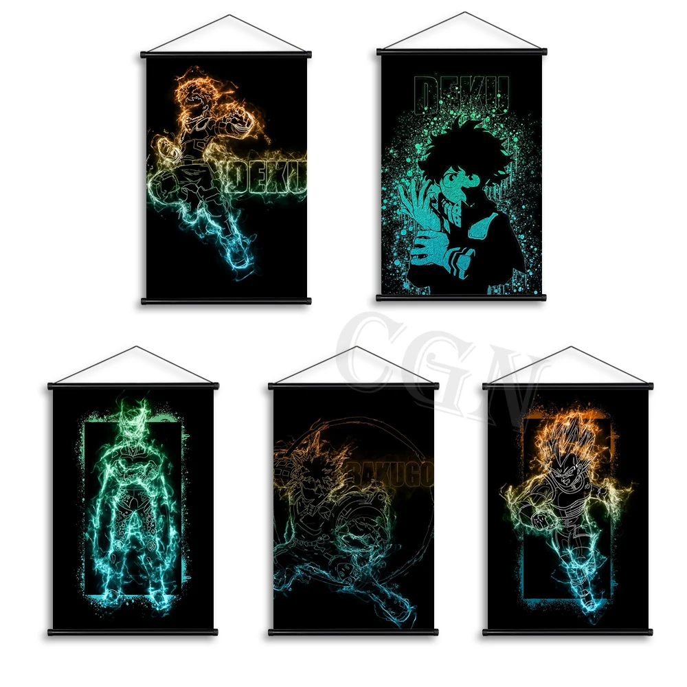 

Japanese Anime Poster Hanging Scrolls My Hero Academia Art Mural Midoriya Izuku Canvas Painting Wall Picture Home Cuadros Decor