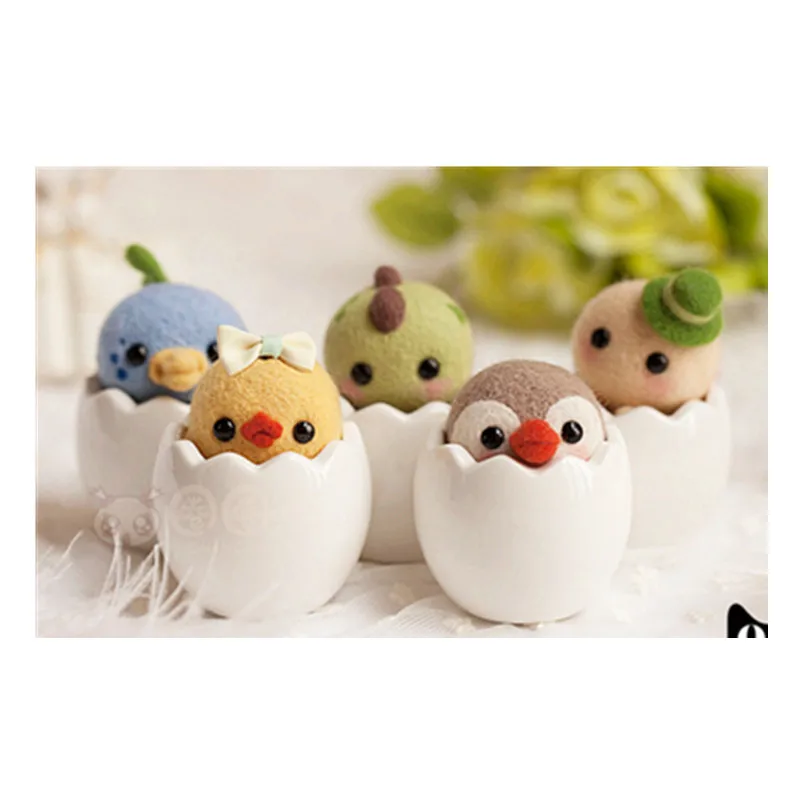 

Egg shell small animal cartoon set wool needlepoint kit wool felt needle felting decoration craft needlecraft DIY gift idea