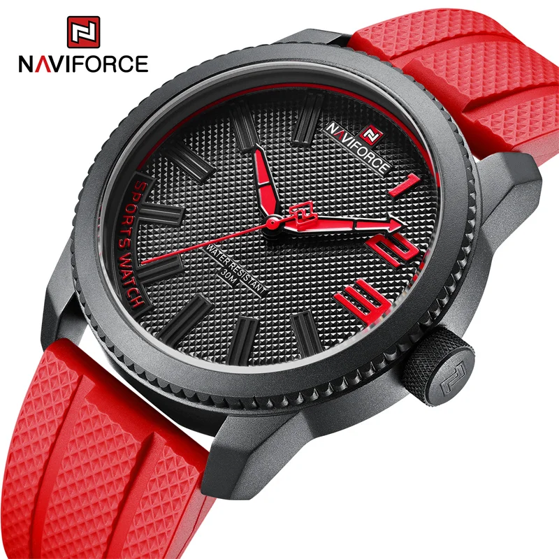 2022 модный дизайн NAVIFORCE Силиконовые часы Мужские брендовые Кварцевые водонепроницаемые часы для мужчин спортивные наручные часы Мужские часы
