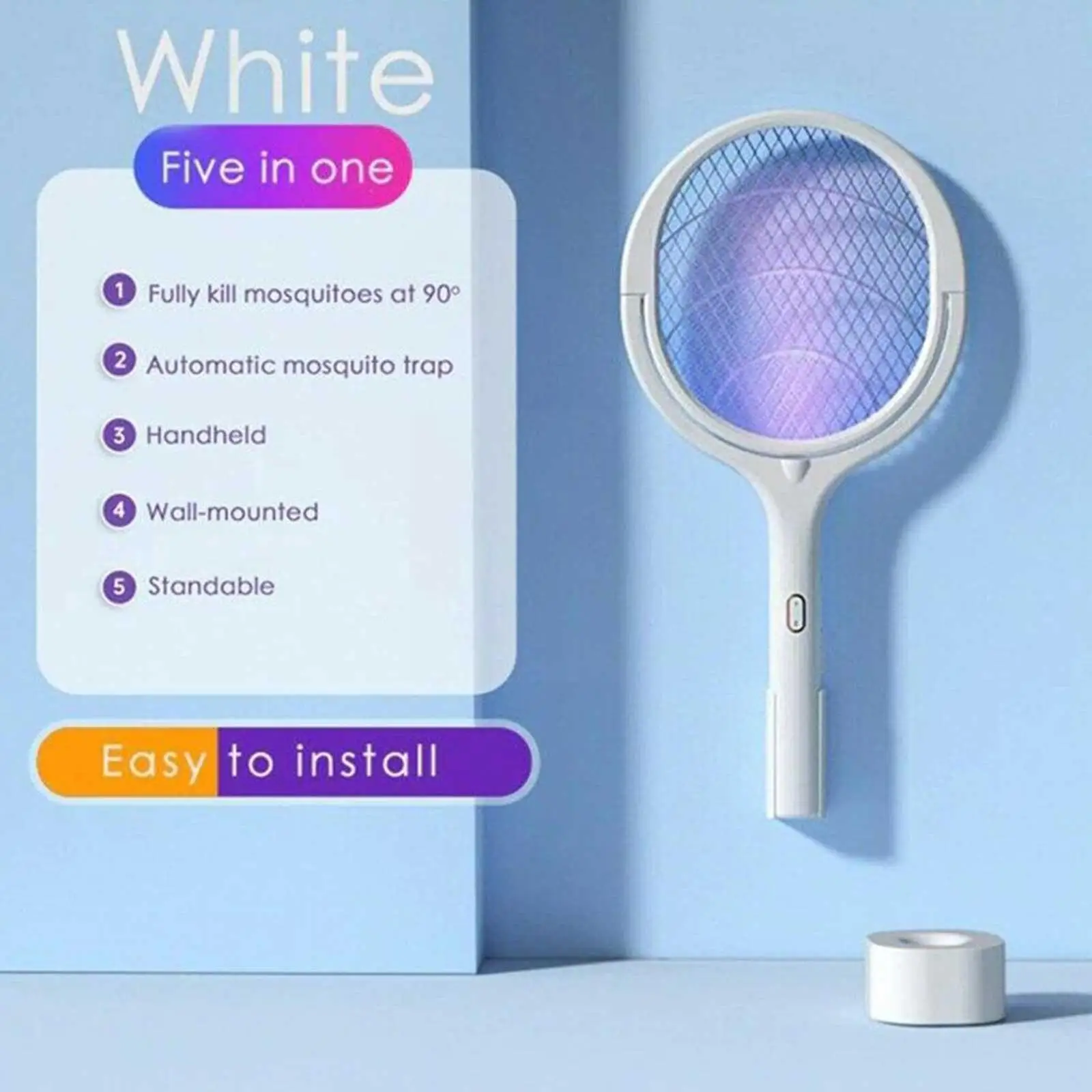 

5 In 1 Electric Mosquito Swatter Mosquito Killer Lamp Double Rechargeable Safety Switch Angle Bug 3500v Adjustable Zapper U Q2i8